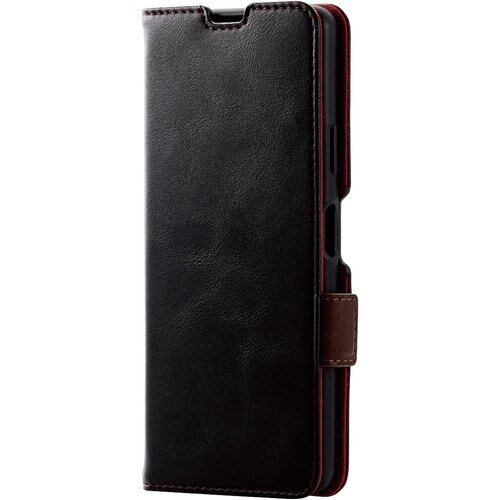 エレコム Xperia 10 IV SO-52C SOG07 A202SO ケース カバー 手帳型 レザー 耐衝撃 マグネットフラップ ストラップホール付 ブラック PM-X222PLFYBK 1367