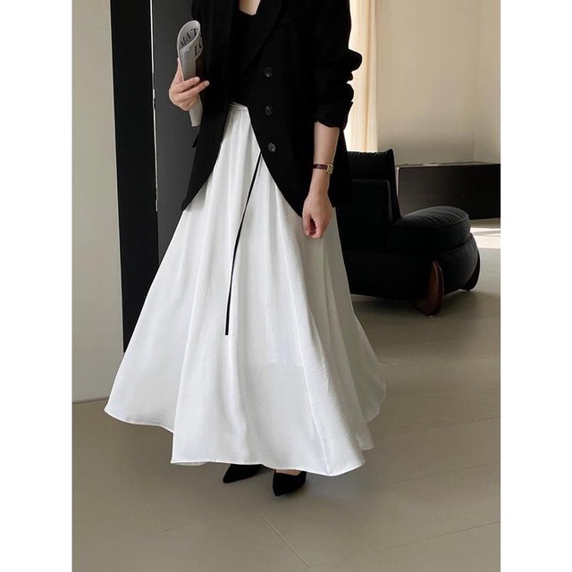 drape A-line long skirt