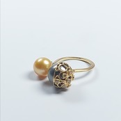 K18 Utopara Tahitian Pearl, South Sea Gold Pearl Broun Diamond Ring