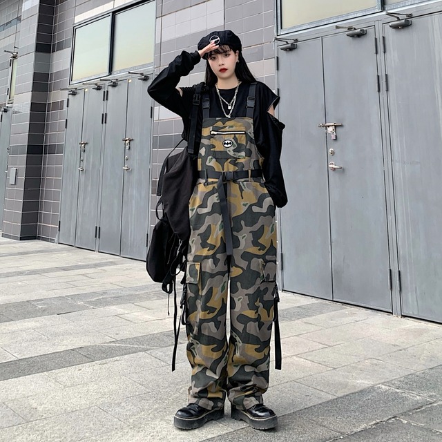 レディース韓国ファッショントレンド迷彩柄パンツ カジュアル スタイル デーモン Pleglad Demon