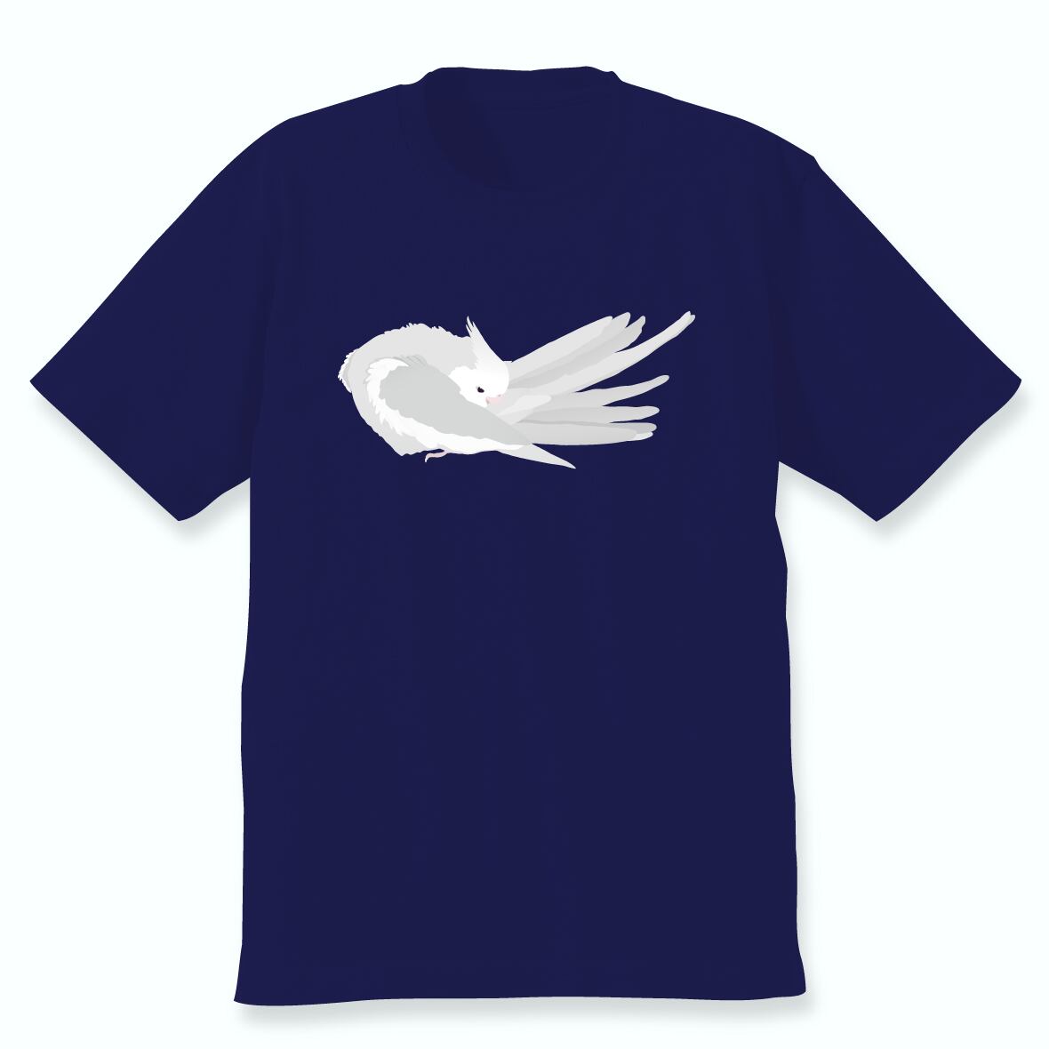 羽づくろうオカメインコTシャツ（ホワイトフェイス男の子）ネイビー