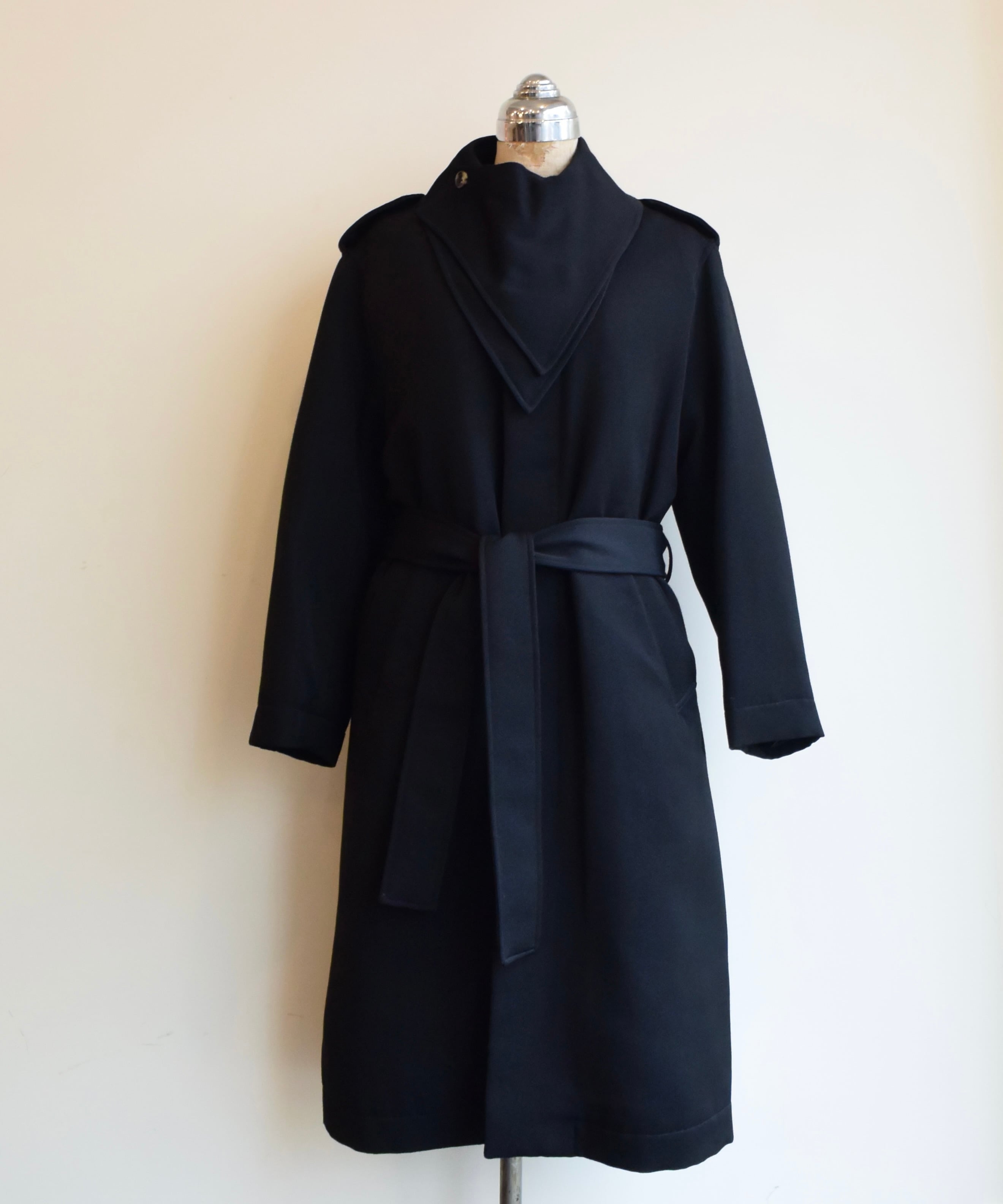 FUMIKA_UCHIDA FU-I-OT004 SCARF COLLAR FLYFRONT COAT LINED WITH BOA 