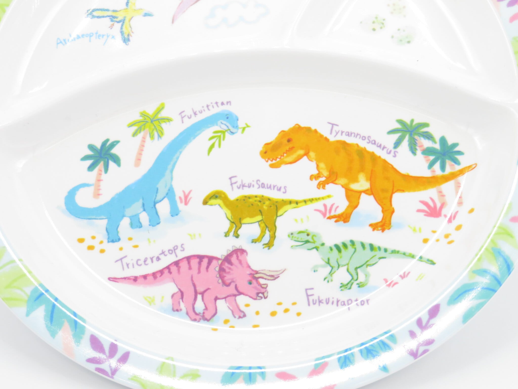 中村かりん　恐竜、なまけものプレート2枚セット オリジナル食器 恐竜のメラミンランチプレート丸 福井の恐竜 | 福井