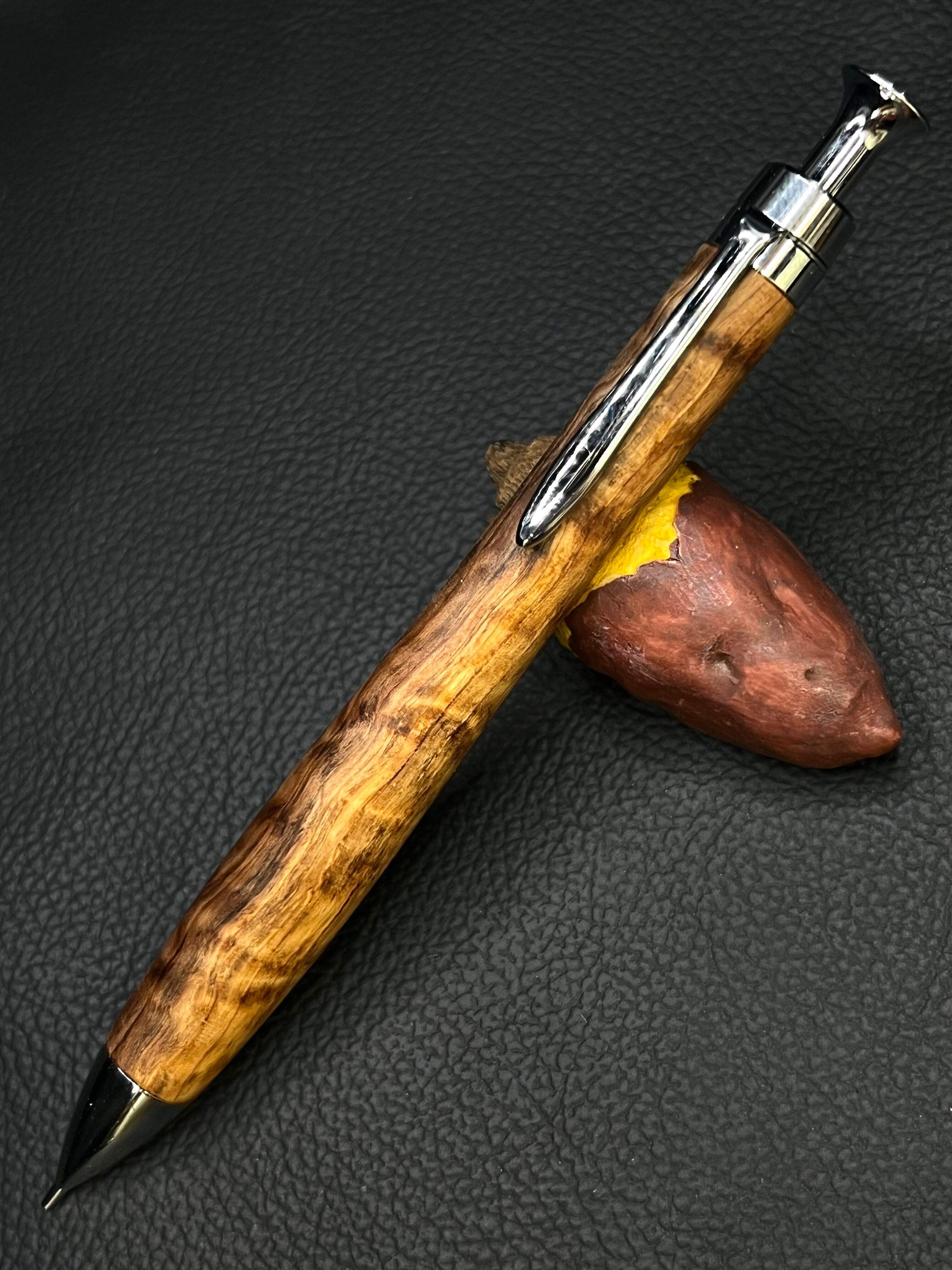 2 ゴールデンローズウッド瘤 極上杢 彫金金具 シャープペンシル