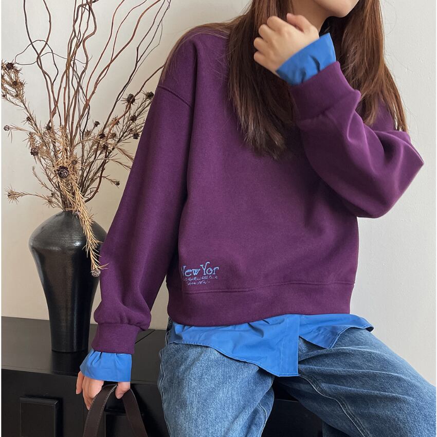layered embroidered sweatshirt　J00267