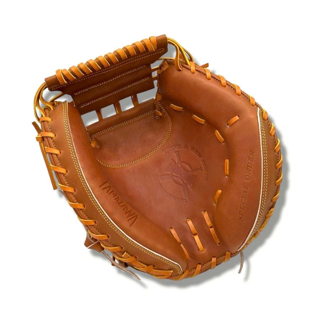 【硬式】玉澤 キャッチャーミット TKC-132DX 復刻版ラベル(本体:ブラウン 紐:タン)タマザワ_02