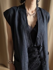 MADE  IN ITALY black summer gilet jacket-5284-7