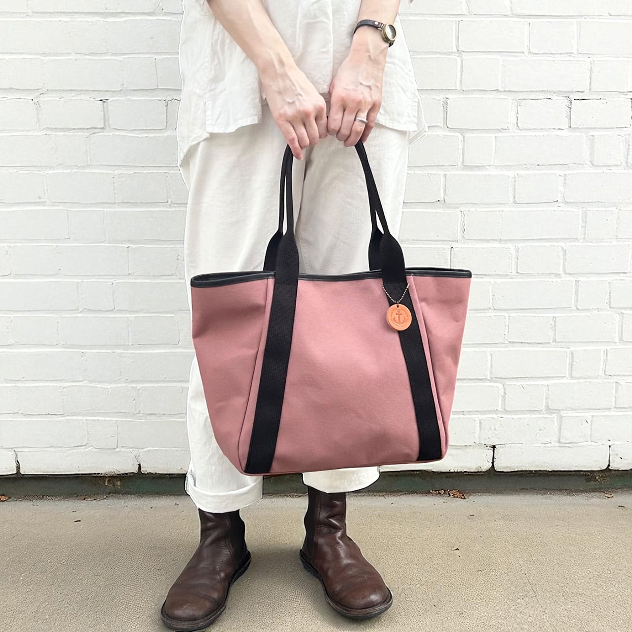 <SALE 30%OFF> いつものトートM:アズキ×クロ×Pクロ(国産帆布トートバッグ)