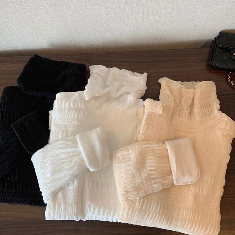 レースシャツ オータムウィンターベルベットホワイトトップス 秋物 冬物 スーパーモール28689492444