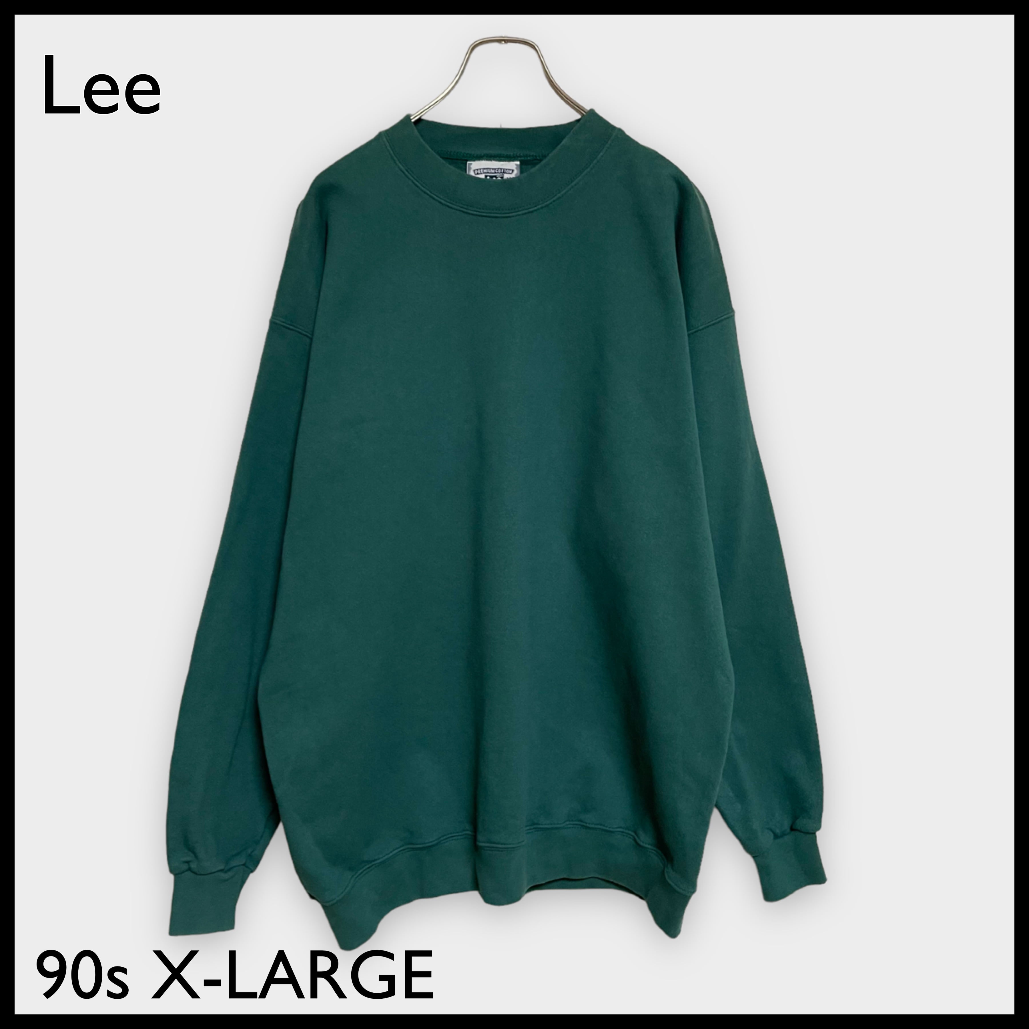 《USA製》90s リー Lee☆スウェット XL デカロゴ グリーン