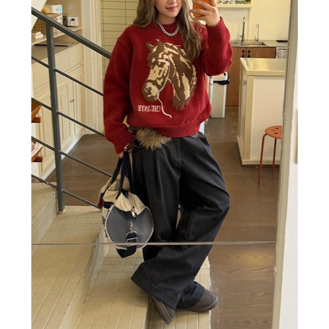 horse design knit　ホースデザインニット　J1659