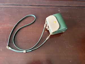Profumo 2way プロフーモ　二つ折り財布　グリーン×グレー