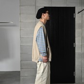 YASHIKI(ヤシキ）GANKO別注 ×Shirotsume V-neck Vest(kibata)コーディネート