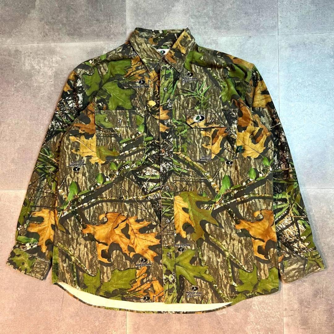 MOSSY OAK リアルツリーカモ柄 ヘビーツイル 長袖シャツ XL グリーン