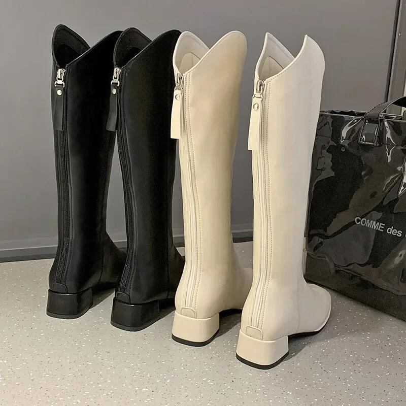 女性用ストレッチニーハイブーツ,厚手の秋冬シューズ,ロング,サイズ34-2023