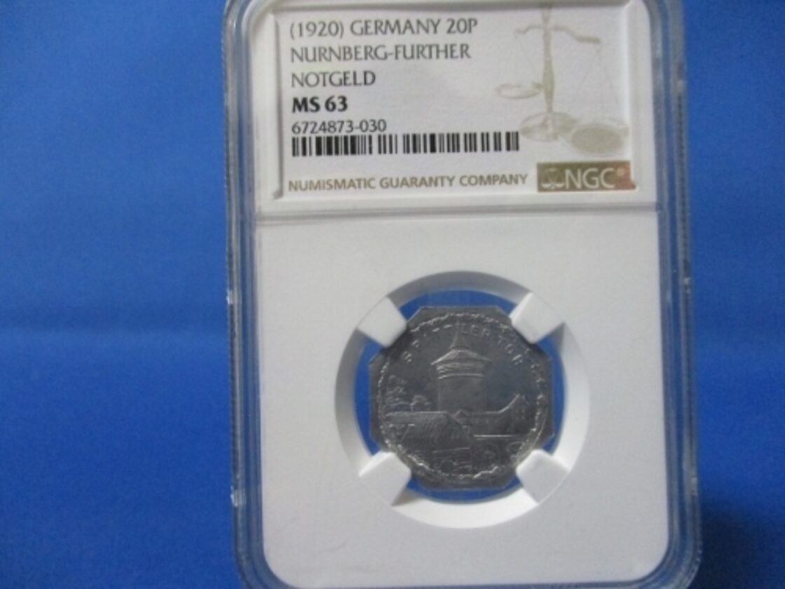 ドイツ ニュルンベルク 20ペニヒ硬貨☆1920年／未使用／都市景観 