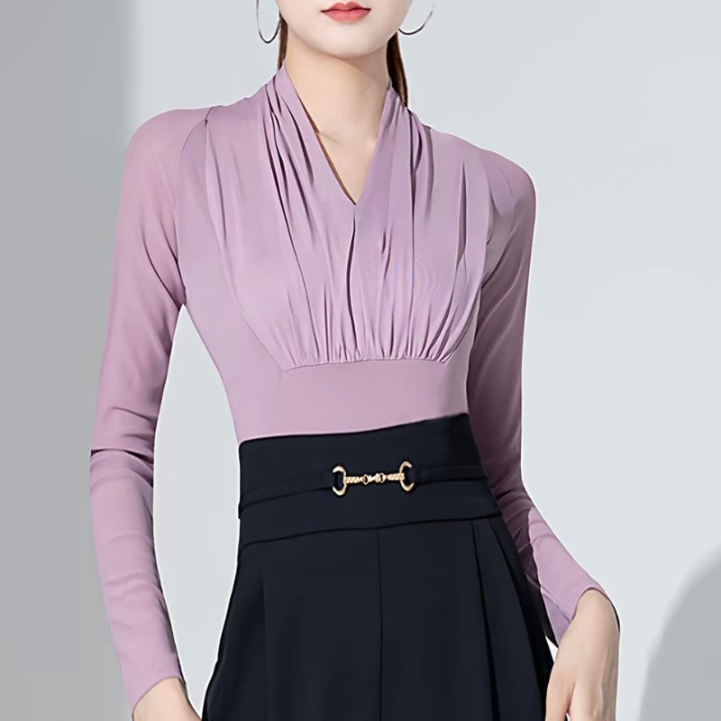 レープVネック スリムフィット ダンストップス 4col D00615