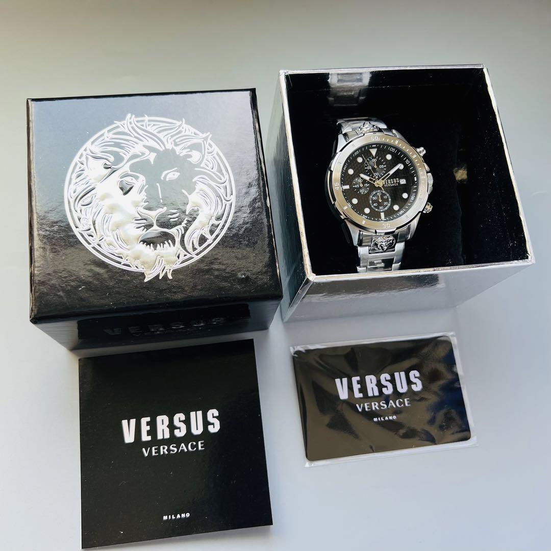 ヴェルサス ヴェルサーチ 腕時計 メンズ シルバー ブラック クロノ