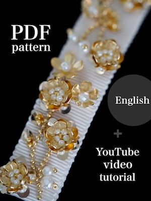 【 Sakura 】Barrette PDF embroidery pattern & video tutorial
