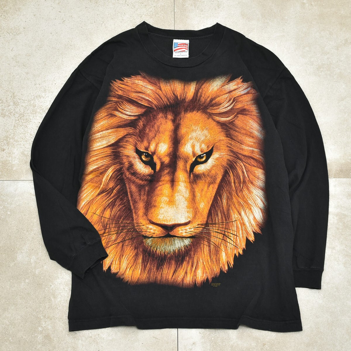 90s TRINTY PRODUCTS LION print L/S T-shirt Made in USA メンズ L