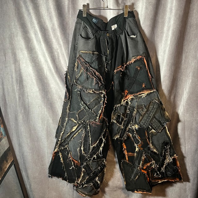 flare damage denim pants