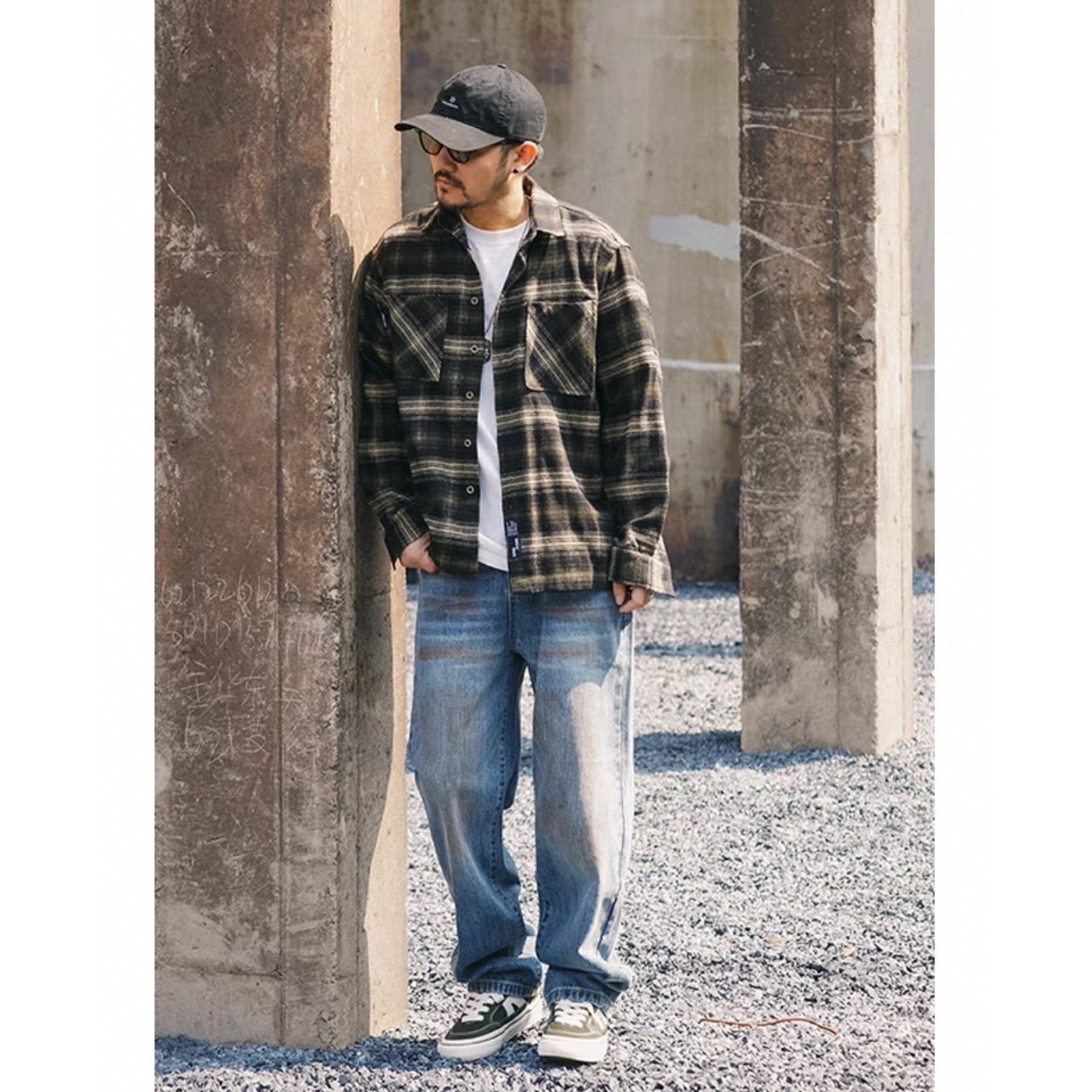 Checked pattern long sleeve shirt 0511 - 11