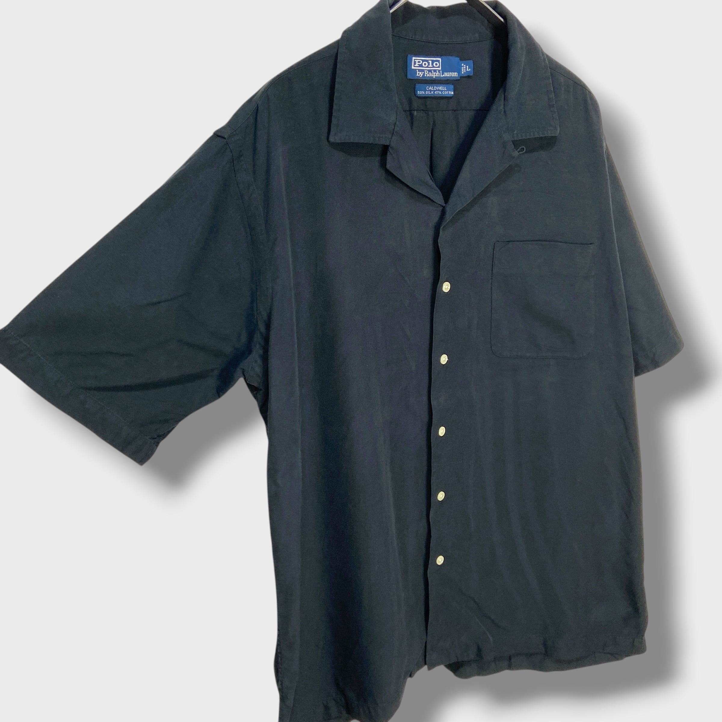 Polo Ralph Lauren CALDWELL L ポニー無し　シルク ラルフローレン CALDWELL シルクコットンオープンカラーシャツ ポニー