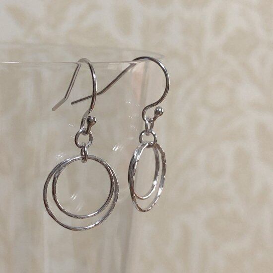 ■Circle Earrings 槌目(double) Silver925