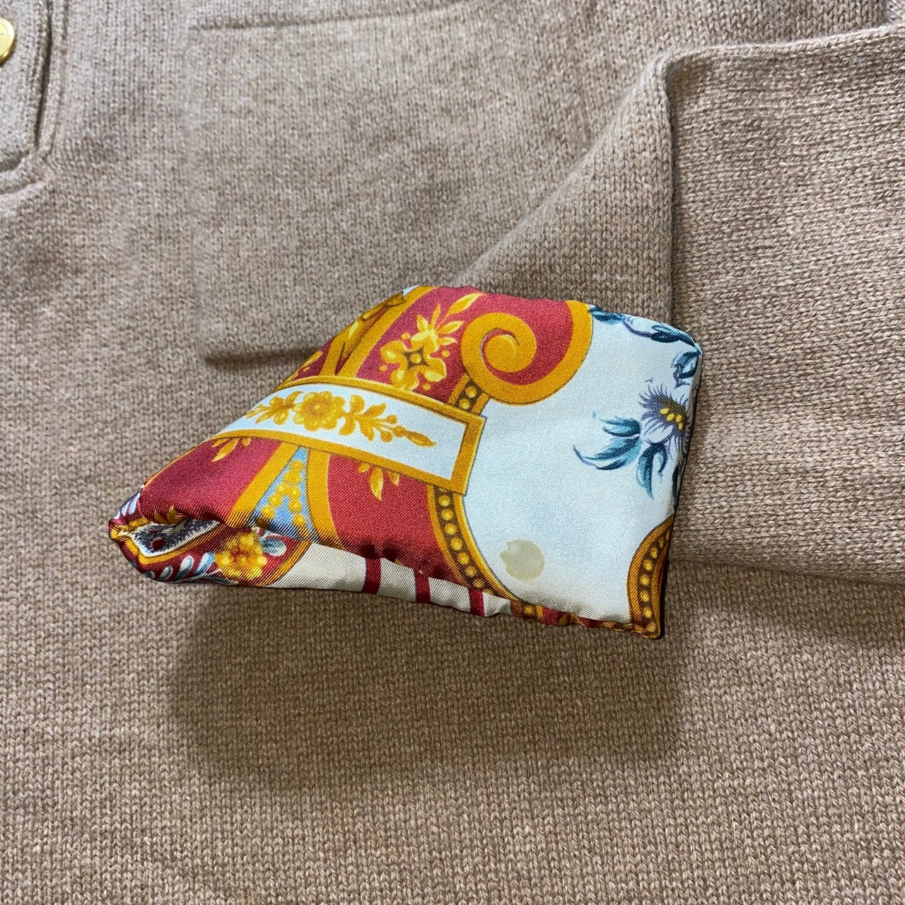 vintage ETRO scarf switching knit one-piece