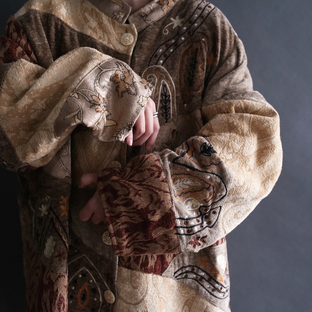 embroidery design multi fabric switching jacket