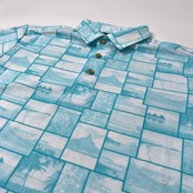 Paradiso パラディーゾ ゴルフ総柄 チェック柄 半袖 ポロシャツ サイズ M /ホワイト×水色系/メンズ/スポーツ