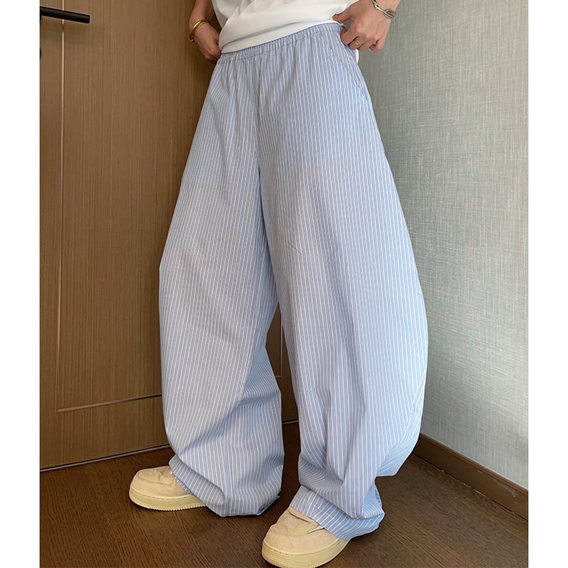 dannyandzee夏用軽量ストライプ柄カーブドパンツ | mblueshop