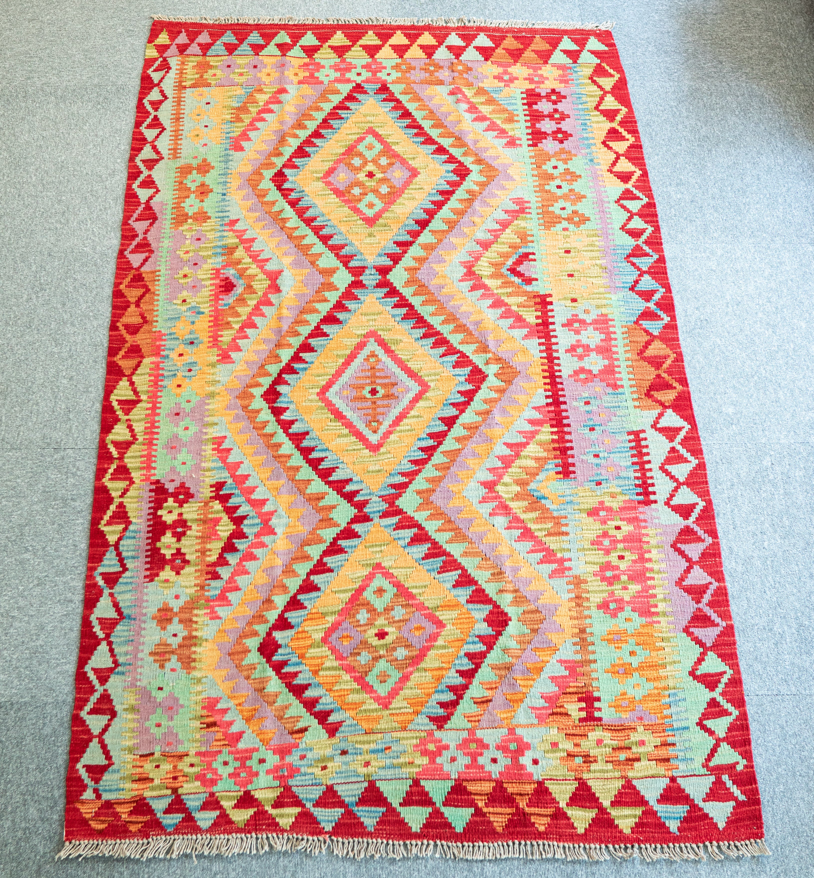 75%OFF!】 アフガニスタン オールド キリム230×134cm 手織り絨毯