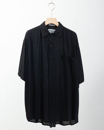 itochi - 100/2 Cotton Organdy Transparent Tuck Short Shirt ：Black 