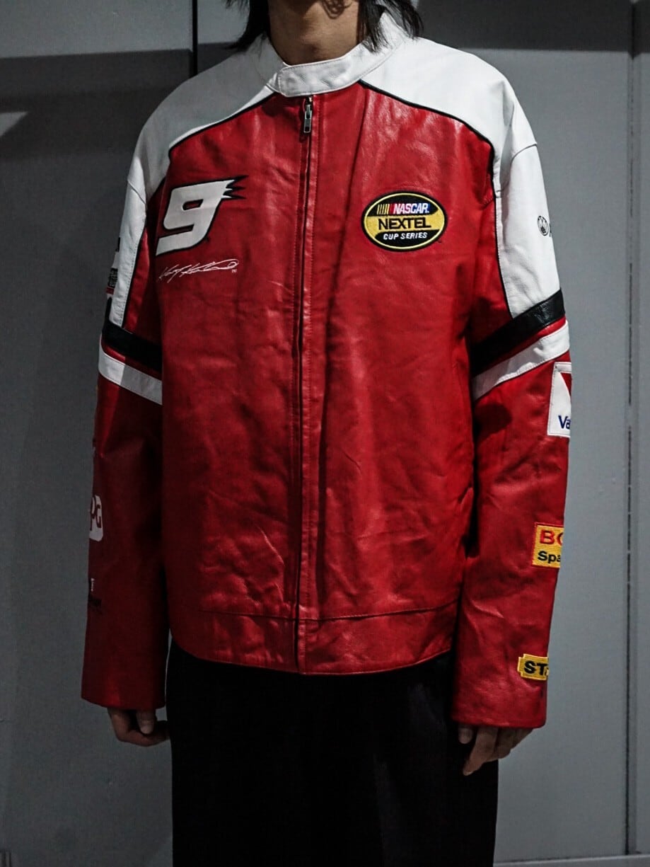 ゲリラ値下げ‼️WILSONS NASCAR  レザージャケット add (C) vintage】“WILSON LEATHER × NASCAR” Embroidery Logo Design