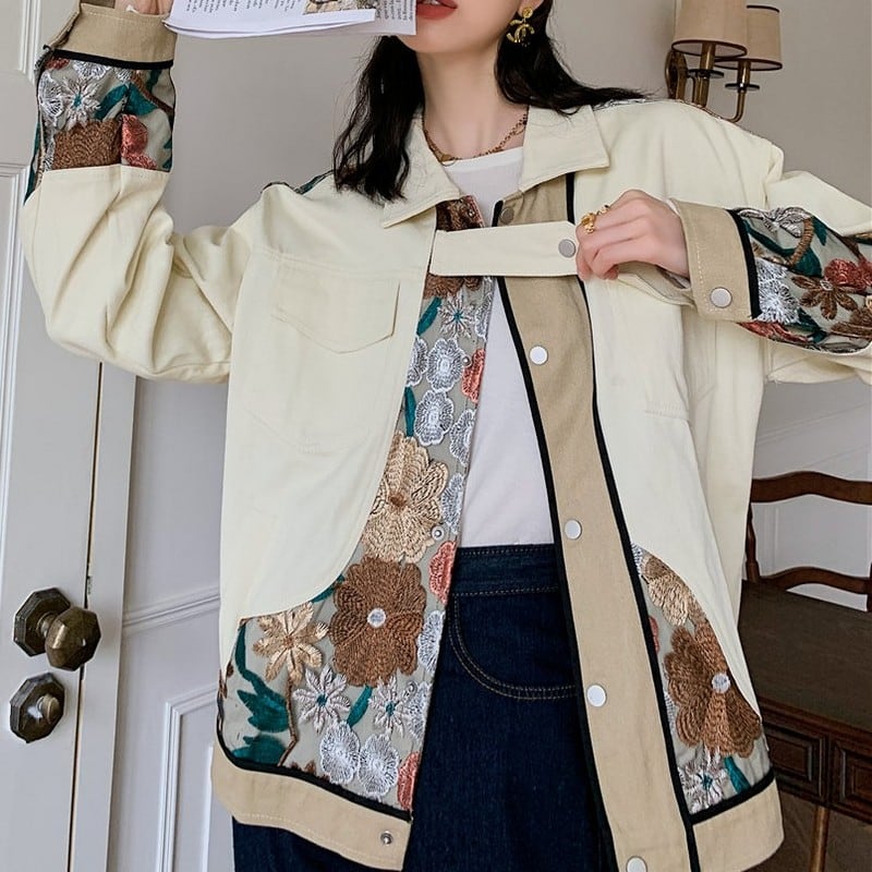 花刺繍の白jacket(O-011) | Shelluits