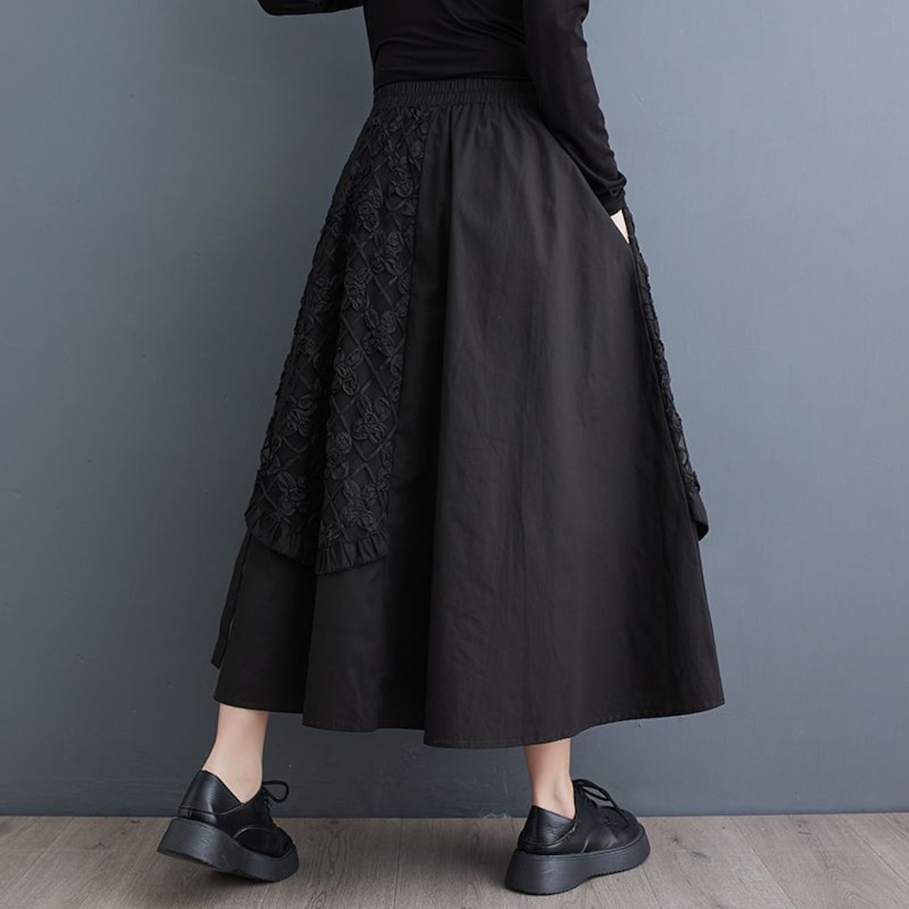 レイヤードデザイン フレアスカート 00086