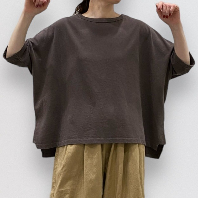 TANG open-spun jersey wide short sleeve pullover