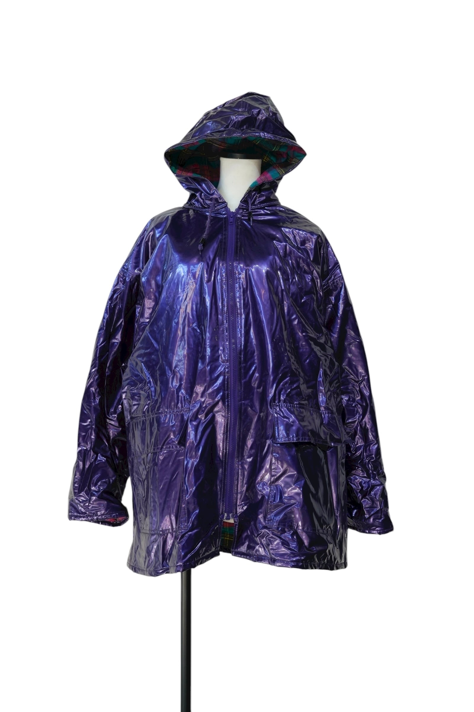 【SALE80%off】vinyl fabric hooded parka coat purple