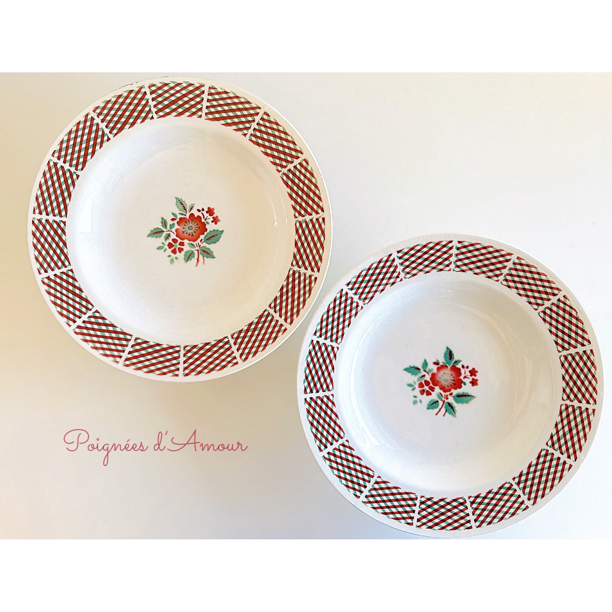 st.amand サンタマン　アンティークスーププレート　2枚セット St-Amand サンタマン スーププレート ローズ B（フランス） | ぽわにえ