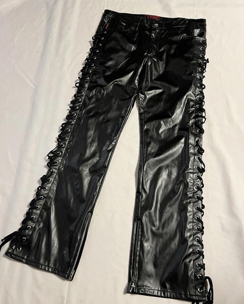 Tripp  side lace up  leather pants【M】