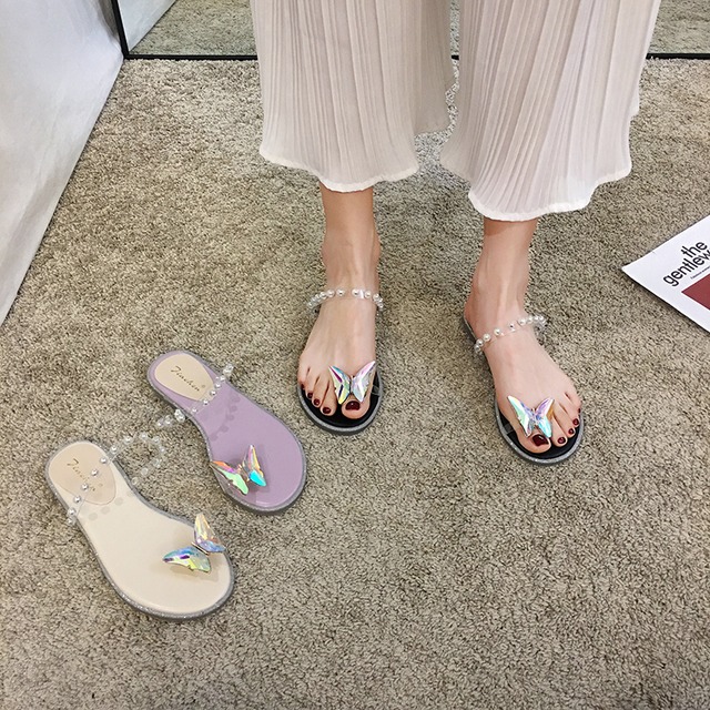 レッドサンダルミュールサマーパール リボン 靴 シューズ 夏物 ビーチ 真珠 フェイクシューズ9200912446