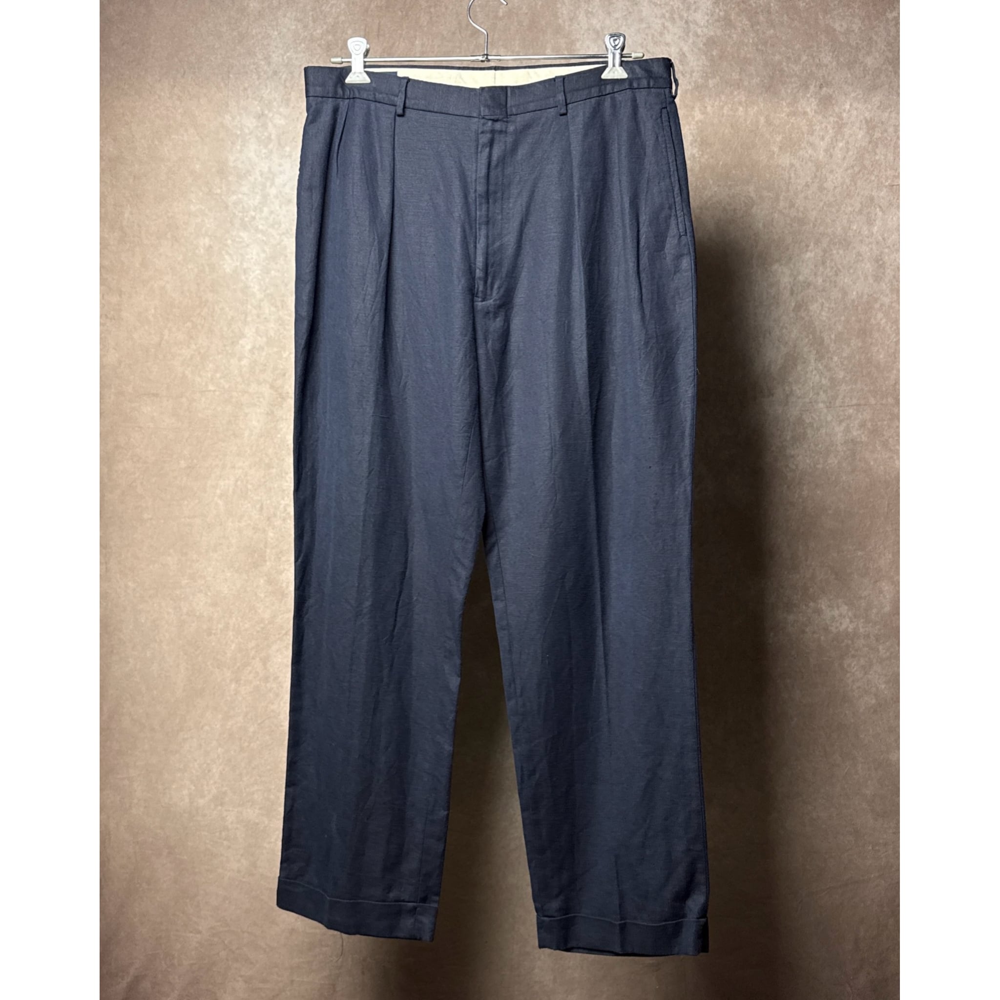 90's~00's Polo by Ralph Lauren Linen×Cotton Slacks IN TUCK DARK