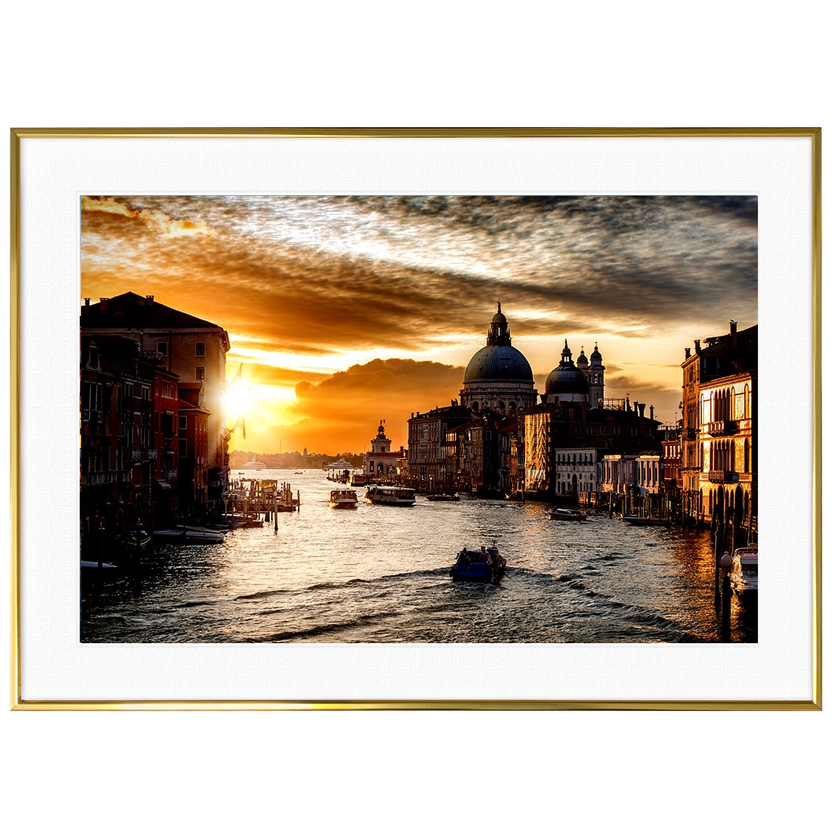 イタリア写真 ヴェネツィア(ベネチア・ベニス)の夕日 インテリアアートポスター額装 AS1616
