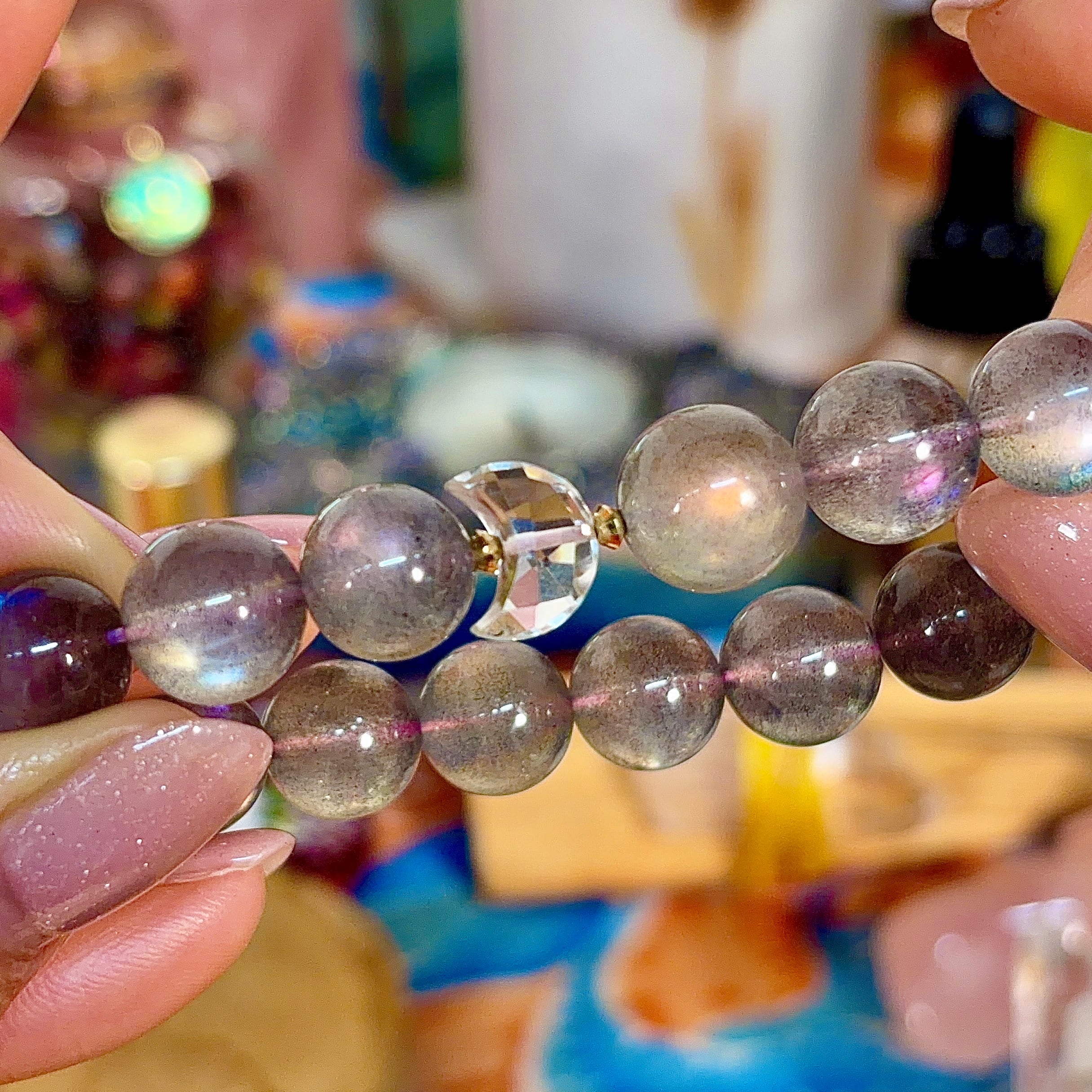 LUNA bracelet 〜 Cosmic Aura（ラブラドライト × クォーツ/水晶）18K