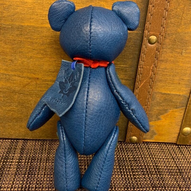 ジビエレザー鹿革ベルベア★マイスターの手作り「ベルズベア」ブルー　写真の1点販売です
