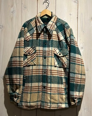 【a.k.a.C.a.k.a vintape】"JC Penney" 70's Checkerd Pattern Vintage Loose Wool Shirt Jacket