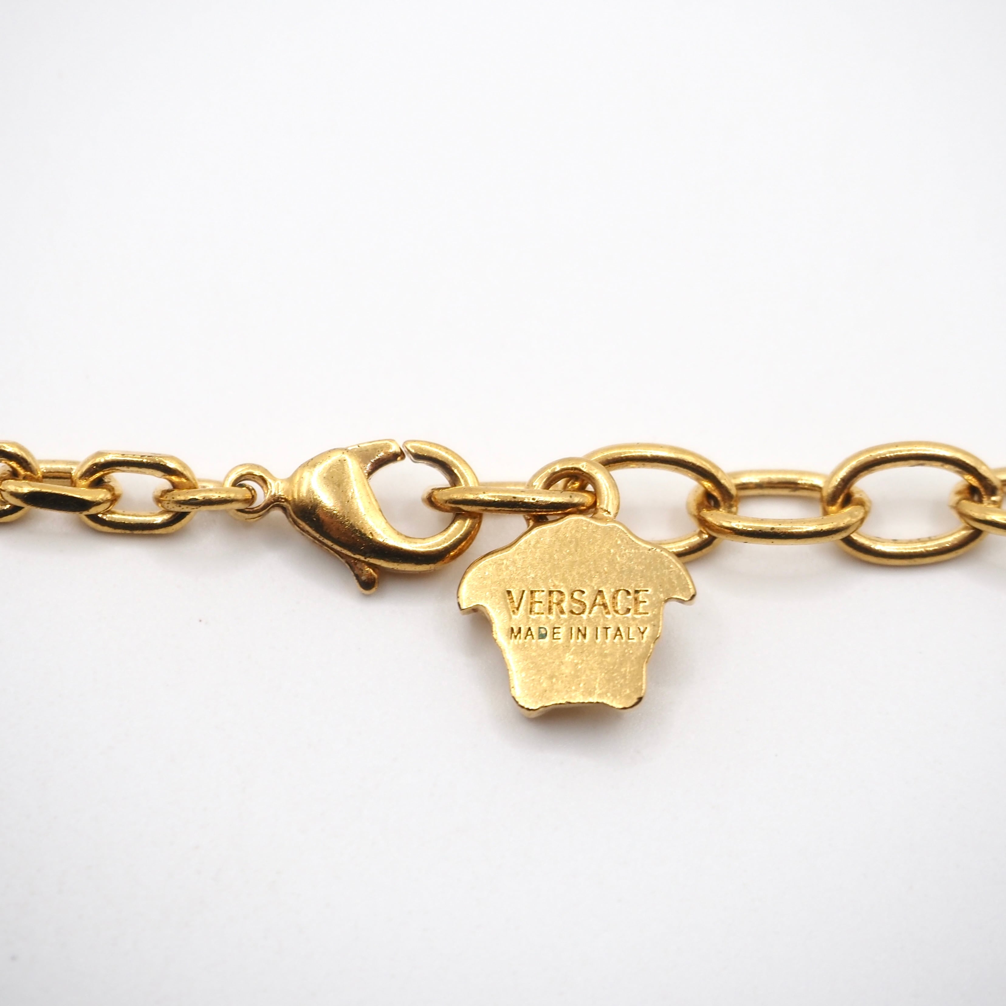 VERSACE グレカ ゴールドチェーン ネックレス ラインストーン GP
