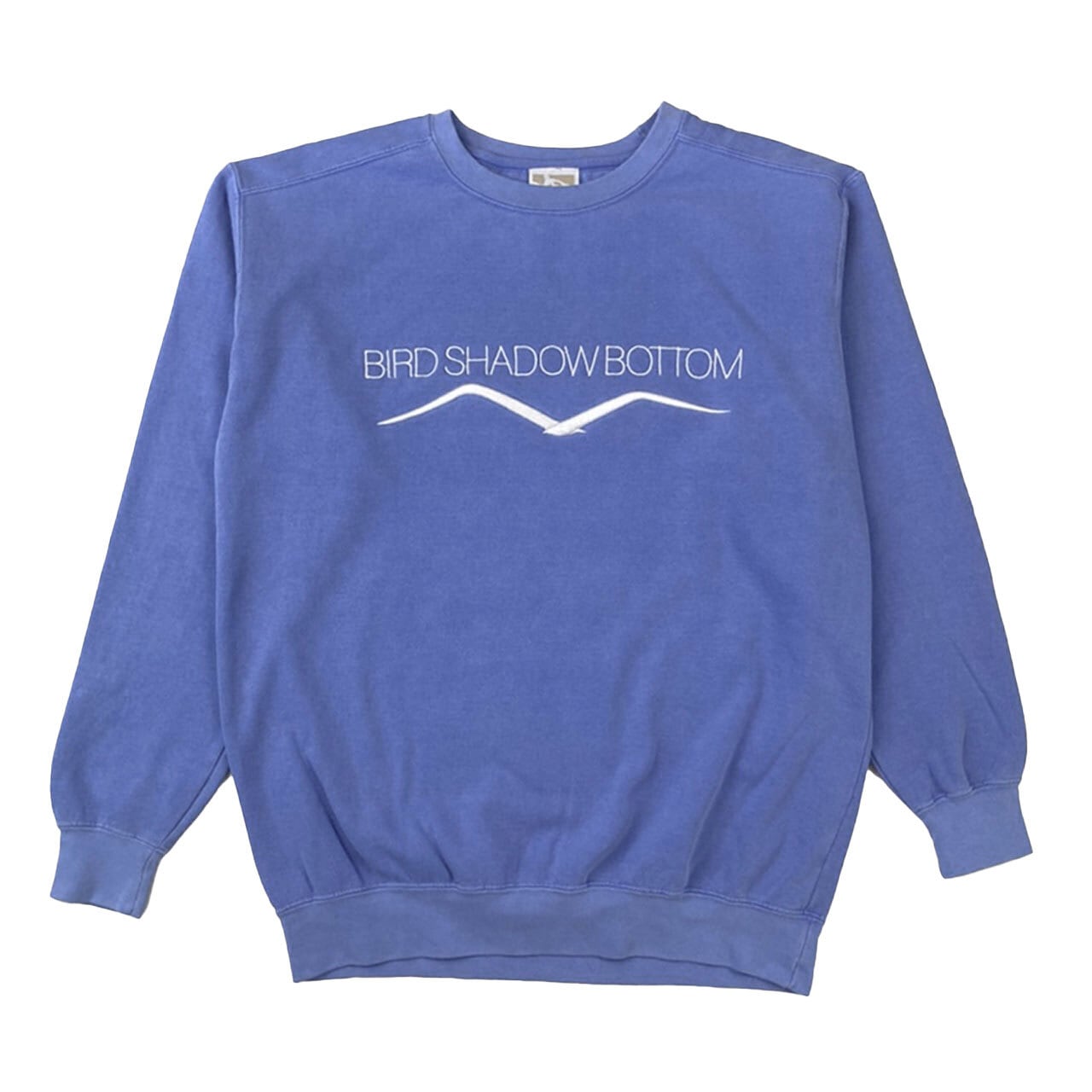70’s NEW IMAGE×BREDREN DESIGN COLLABORATION Bird Shadow Bottom Crewneck  Sweatshirt Flow Blue