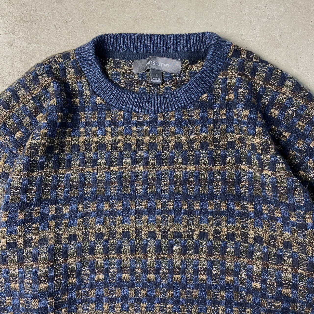 croft&barrow 総柄 コットン×アクリルニットセーター メンズL 古着 